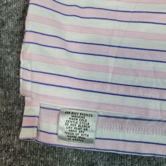 Vtg Peter Millar Mens Golf Polo Shirt Size M Pink Purple Striped Short Sleeve - Picture 6 of 9
